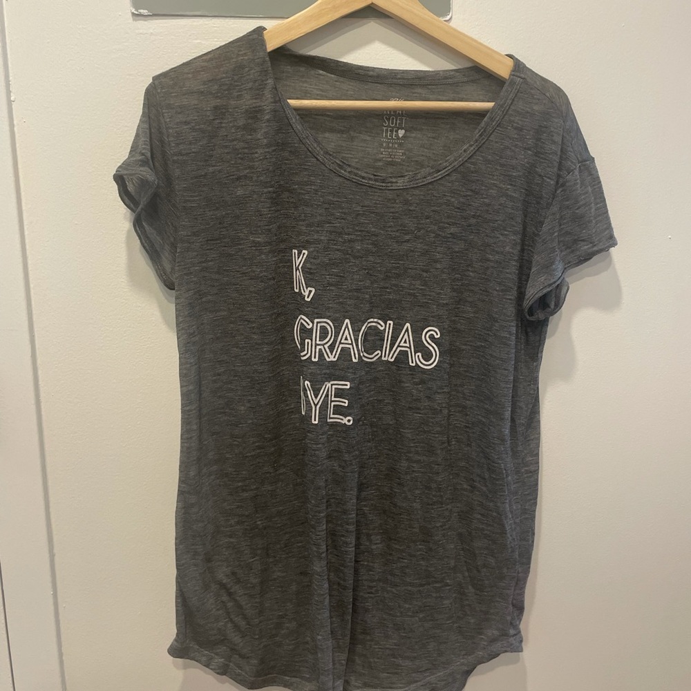 K Gracias Bye Aerie tee sz M gray
